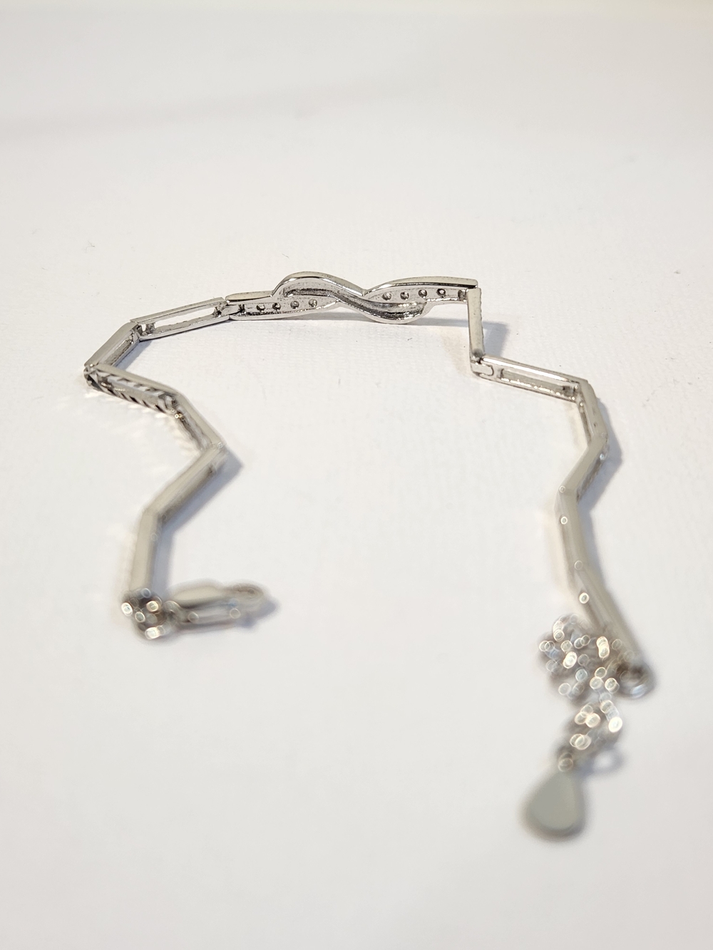 Genuine Diamond Accents Infinity Bracelet 7” 925 90s Tennis Bracelet VTG - Picture 9 of 10
